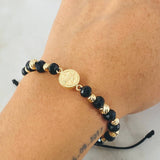 Pulsera Negra Herraje San Benito 1.8gr / Oro Amarillo 18K *