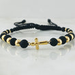Pulsera Negra Herraje Cruz 1.9gr / Oro Amarillo 18K *