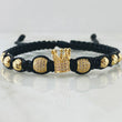 Pulsera Negra Herraje Corona 4.3gr / Oro Amarillo 18K *
