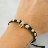 Pulsera Negra Herraje Corona 4.3gr / Oro Amarillo 18K *