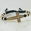 Pulsera Negra Herraje Cruz 4.55gr / Oro Amarillo 18K *