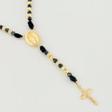 Rosario Negro Virgen Milagrosa Cruz Cristo 34und 6.25gr / 62.5cm / 5mm Oro Amarillo 18K *