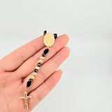 Rosario Negro Virgen Milagrosa Cruz Cristo 34und 6.25gr / 62.5cm / 5mm Oro Amarillo 18K *