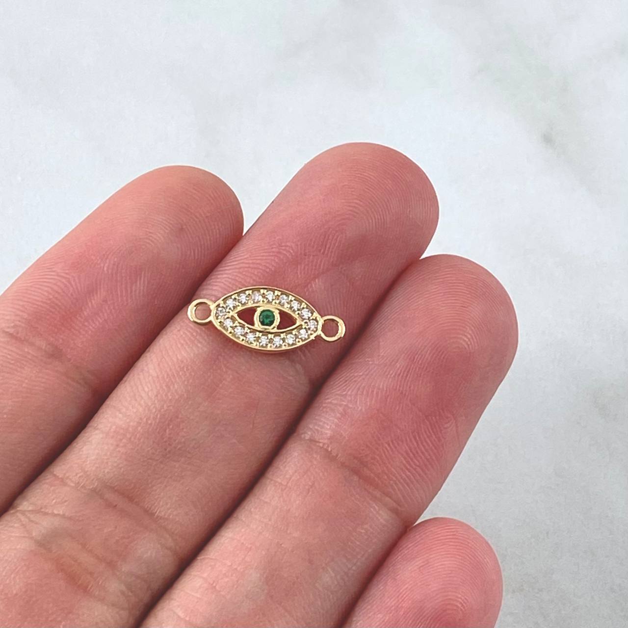 Herraje Ojo Turco 0.45gr / 1.5cm / Circones Blancos Verde Oro Amarillo 18K