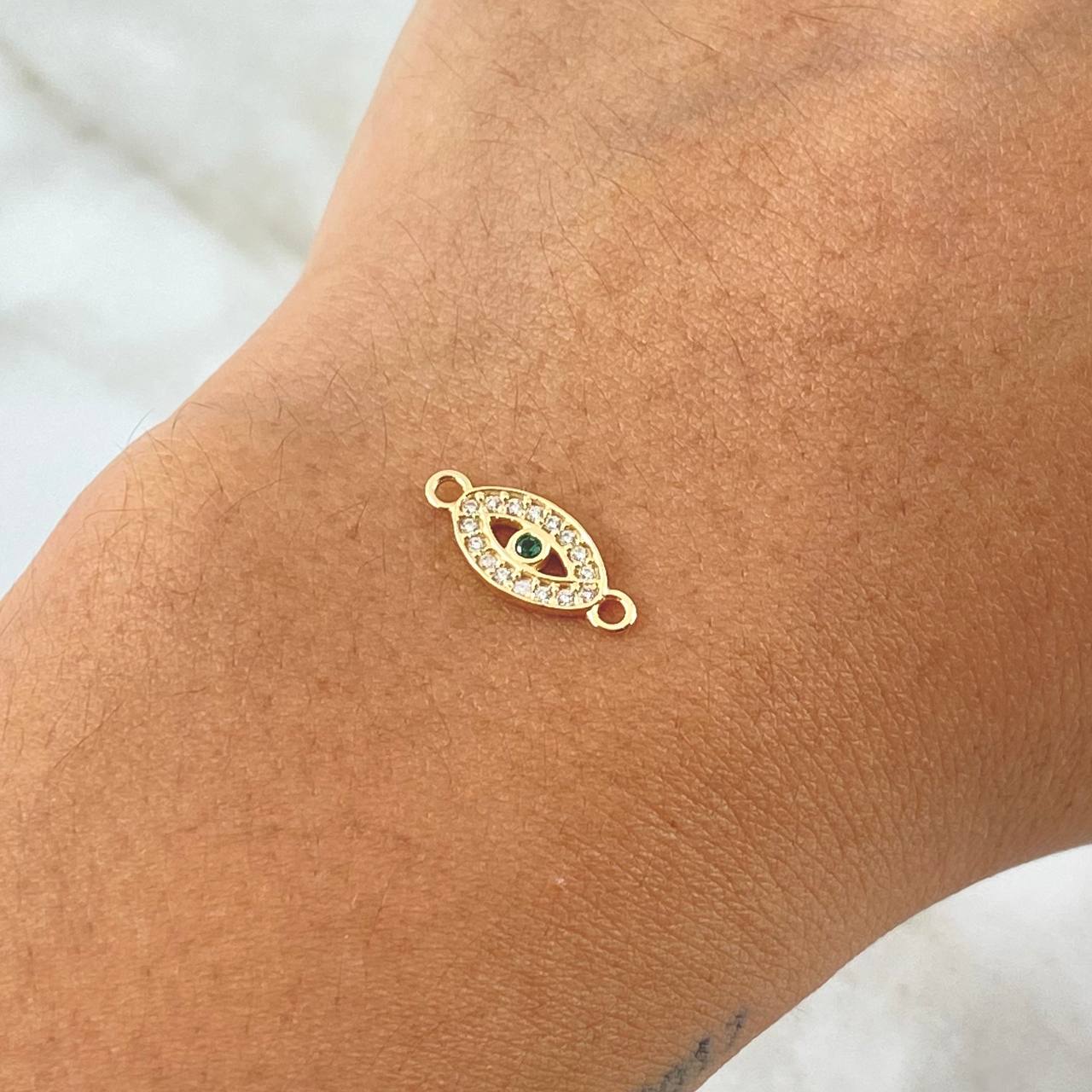 Herraje Ojo Turco 0.45gr / 1.5cm / Circones Blancos Verde Oro Amarillo 18K