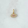 Dije Ojo Turco 0.6gr / 1.4cm / Circones Blancos Y Fucias Oro Amarillo 18K