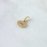 Dije Ojo Turco 0.65gr / 1.4cm / Circones Blancos Y Fucias Oro Amarillo 18K