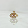 Dije Ojo Turco 0.65gr / 1.4cm / Circones Blancos Y Fucias Oro Amarillo 18K