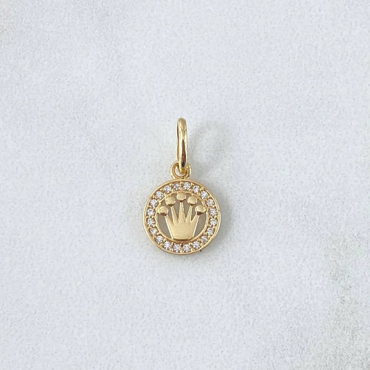 Dije Medalla Corona 0.7 g / 1.6 cm Oro Amarillo 18K