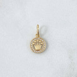Dije Circulo Corona RX 0.75gr / 1.7cm /  Circones Blancos Oro Amarillo 18K
