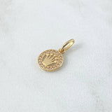 Dije Circulo Corona RX 0.75gr / 1.7cm /  Circones Blancos Oro Amarillo 18K