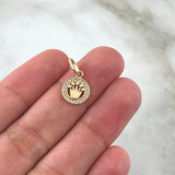 Dije Circulo Corona RX 0.75gr / 1.7cm / Circones Blancos Oro Amarillo 18K ©