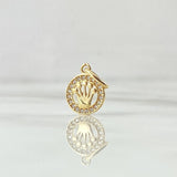 Dije Circulo Corona RX 0.75gr / 1.7cm / Circones Blancos Oro Amarillo 18K ©