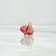 Dije Flor India 0.75gr / 1.7cm / Resina Rosada Roja Circon Fucsia Oro Amarillo 18K (Oferta) ©