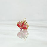 Dije Flor India 0.75gr / 1.7cm / Resina Rosada Roja Circon Fucsia Oro Amarillo 18K (Oferta) ©