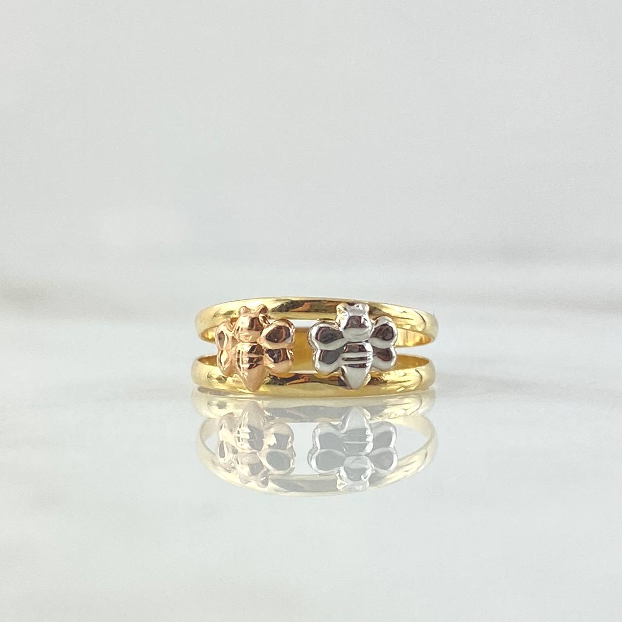 Anillo Abeja Doble 1.1gr / T4 3/4 / Tres Oros 18K ©