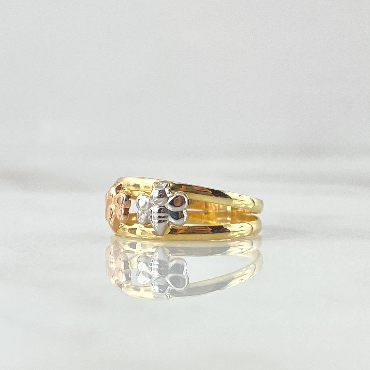 Anillo Abeja Doble 1.1gr / T4 3/4 / Tres Oros 18K ©