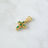 Dije Cruz Tronco 2.65gr / 2.5cm / Esmeralda 25Pts Oro Amarillo 18K (Joya) *