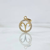 Dije Aries 0.9gr / 2cm / Circones Blancos Oro Amarillo 18K ©