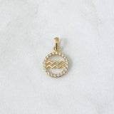 Dije Acuario 1.05gr / 2cm / Circones Blancos Oro Amarillo 18K