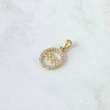 Dije Acuario 1.05gr / 2cm / Circones Blancos Oro Amarillo 18K