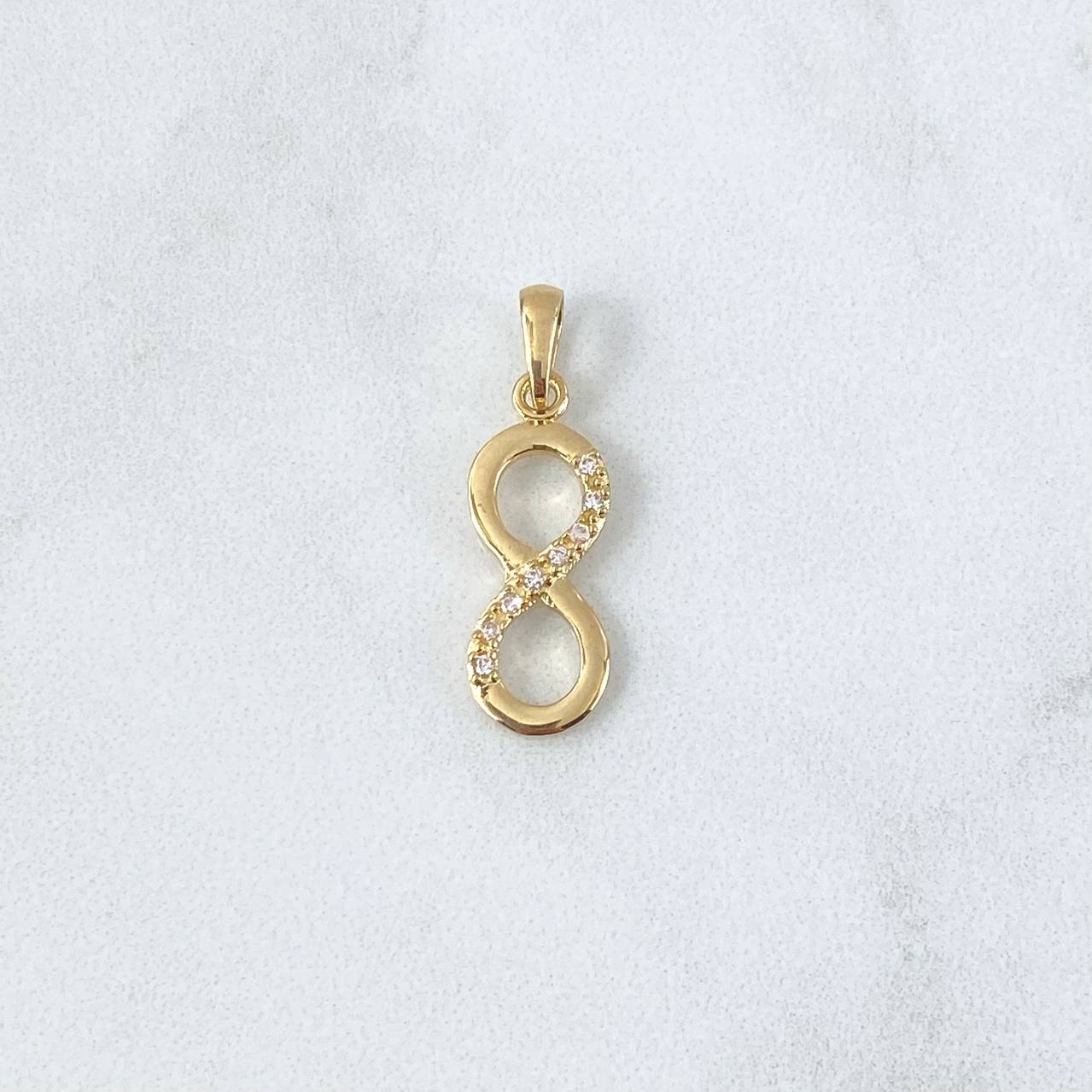 Dije Infinito Parcial 1.4gr / 2.7cm / Circones Blancos Oro Amarillo 18K ©