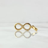 Dije Infinito Parcial 1.3gr / 2.7cm / Circones Blancos Oro Amarillo 18K