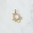 Dije Dios Cursivo 1.3gr / 2.3cm / Circones Blancos Oro Amarillo 18K