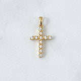 Dije Cruz Enreversada 1.55gr / 2.5cm / Circones Blancos Oro Amarillo 18K