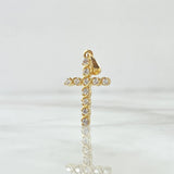Dije Cruz Enreversada 1.55gr / 2.5cm / Circones Blancos Oro Amarillo 18K