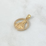 Dije Sagrado Corazón de Jesús 2gr / 2.3cm / Circones Blancos Oro Amarillo 18K