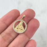Dije Sagrado Corazón de Jesús 2gr / 2.3cm / Circones Blancos Oro Amarillo 18K