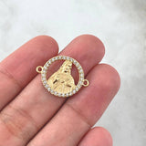 Herraje Sagrado Corazón De Jesús 2gr / 2.3cm / Circones Blancos Oro Amarillo 18K