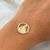 Herraje Sagrado Corazón De Jesús 2gr / 2.3cm / Circones Blancos Oro Amarillo 18K