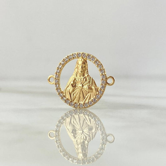Herraje Sagrado Corazón De Jesús 2gr / 2.3cm / Circones Blancos Oro Amarillo 18K