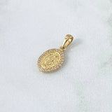 Dije Virgen Milagrosa 1.2gr / 1.9cm / Circones Blancos Oro Amarillo 18K