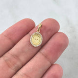 Dije Virgen Milagrosa 1.2gr / 1.9cm / Circones Blancos Oro Amarillo 18K