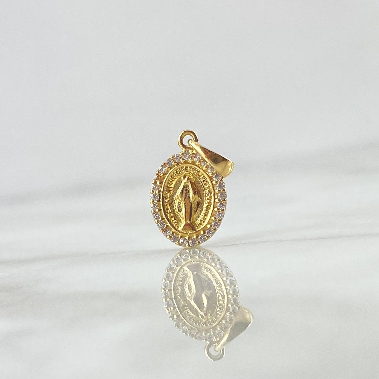 Dije Virgen Milagrosa 1.2gr / 1.9cm / Circones Blancos Oro Amarillo 18K