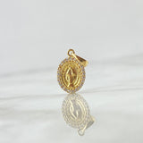 Dije Virgen Milagrosa 1.2gr / 1.9cm / Circones Blancos Oro Amarillo 18K