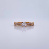 Anillo Solitario Puente 3.3gr / T7 1/4 / Circones Blancos Oro Amarillo 18K &