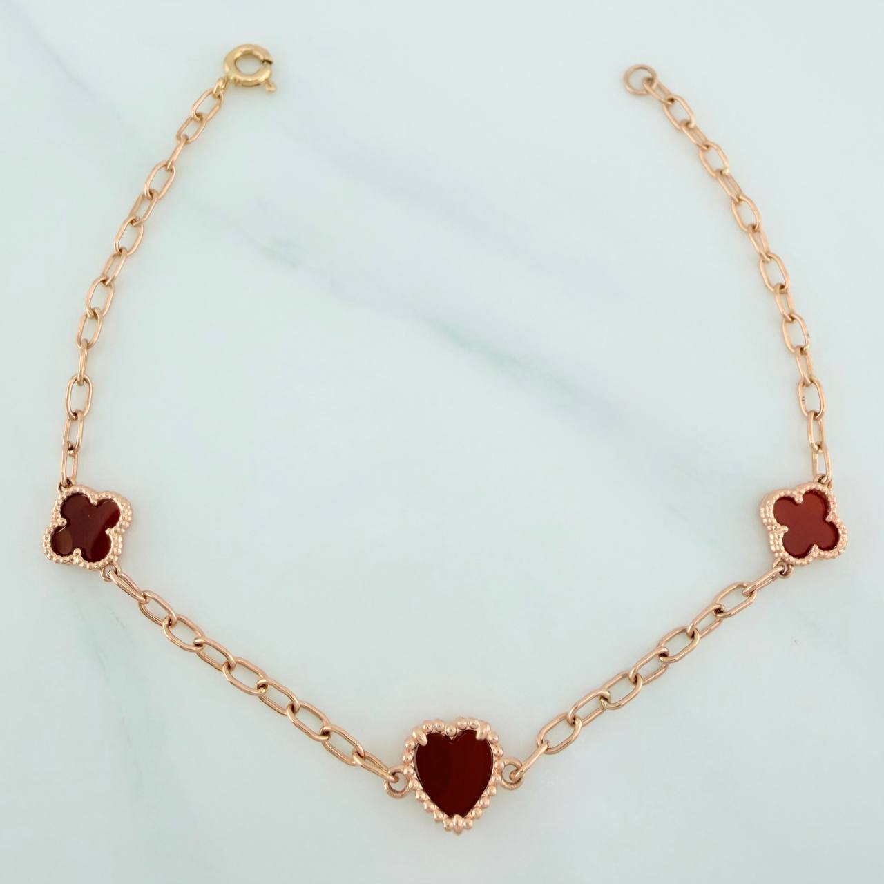 Pulso Trebol Cajon 3.35gr / 18cm / 2mm Oro Rosa Nac.Esp. 18K $