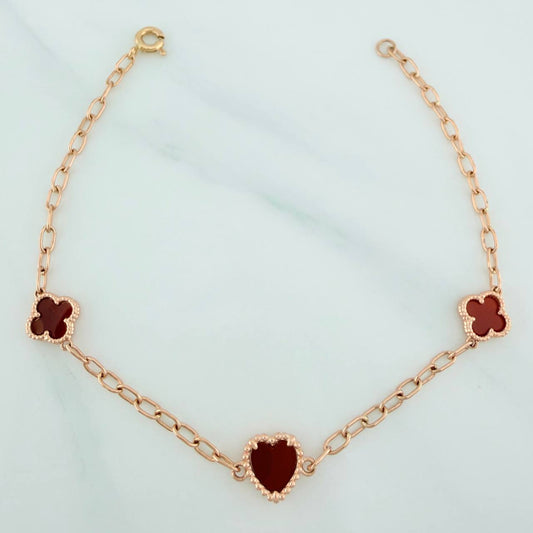 Pulso Trebol Cajon 3.35gr / 18cm / 2mm Oro Rosa Nac.Esp. 18K $