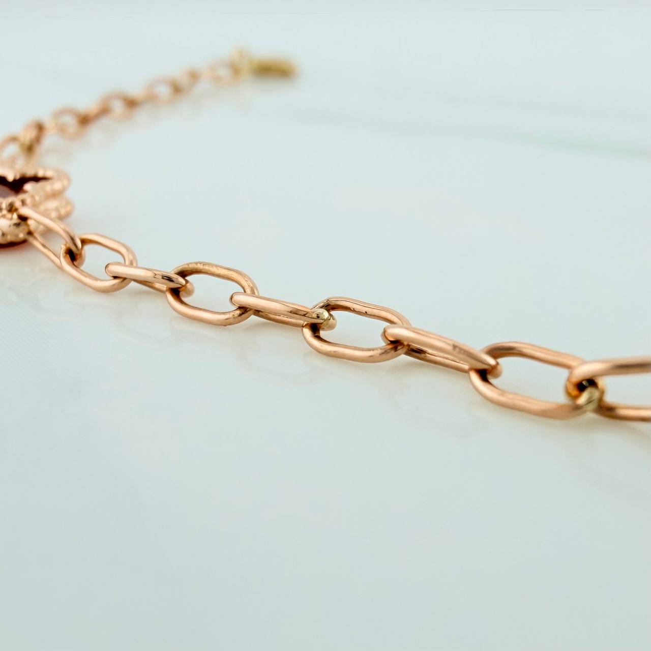 Pulso Trebol Cajon 3.35gr / 18cm / 2mm Oro Rosa Nac.Esp. 18K $