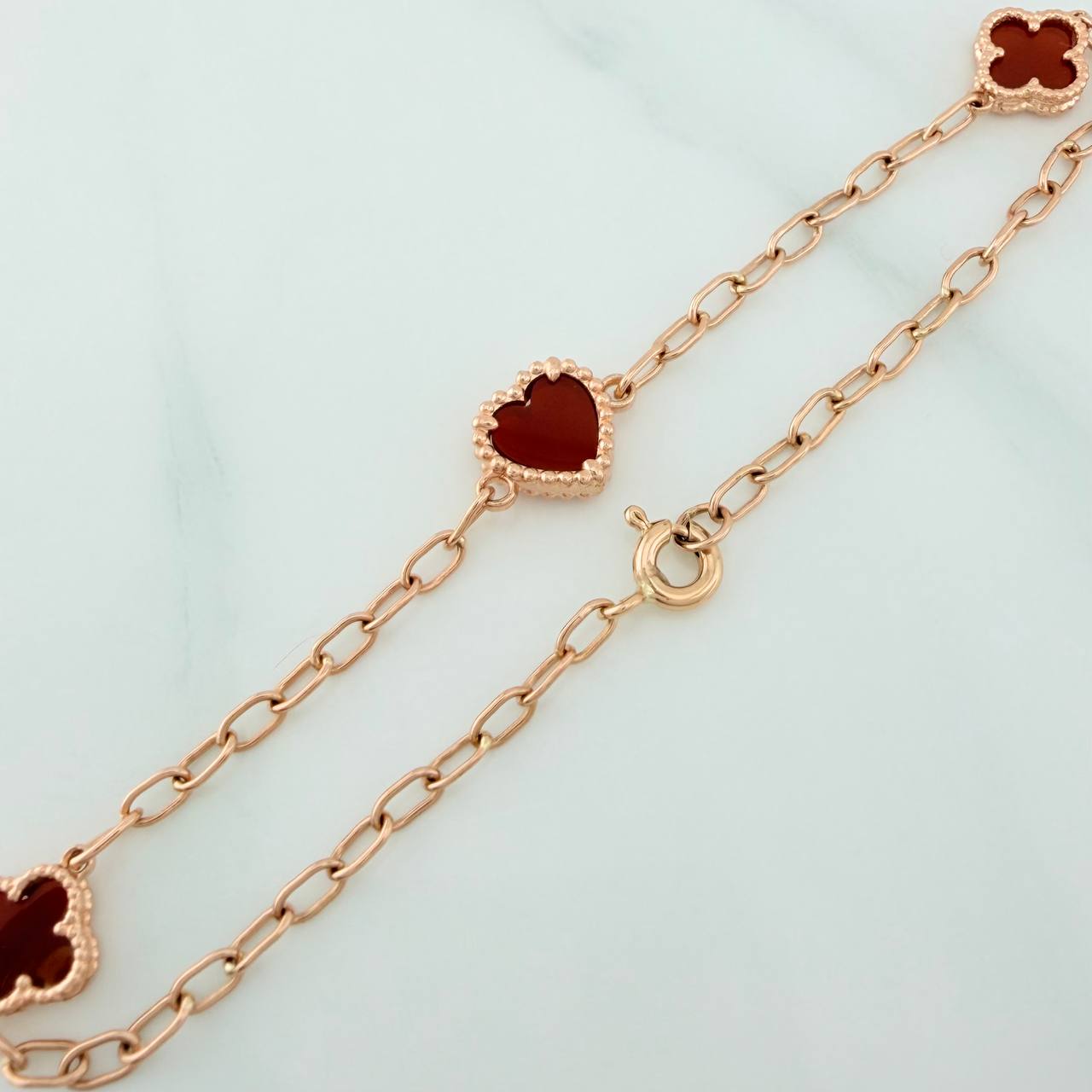 Pulso Trebol Cajon 3.35gr / 18cm / 2mm Oro Rosa Nac.Esp. 18K $