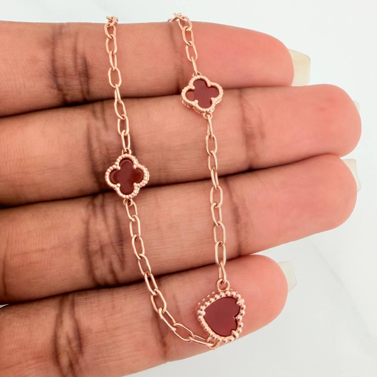 Pulso Trebol Cajon 3.35gr / 18cm / 2mm Oro Rosa Nac.Esp. 18K $