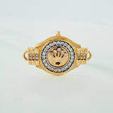 Herraje Corona Cinturon 3.4gr / 2.6cm / Dos Oros Amarillo Blanco 18K