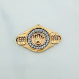 Herraje Corona Cinturon 3.4gr / 2.6cm / Dos Oros Amarillo Blanco 18K