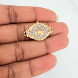 Herraje Corona Cinturon 3.4gr / 2.6cm / Dos Oros Amarillo Blanco 18K