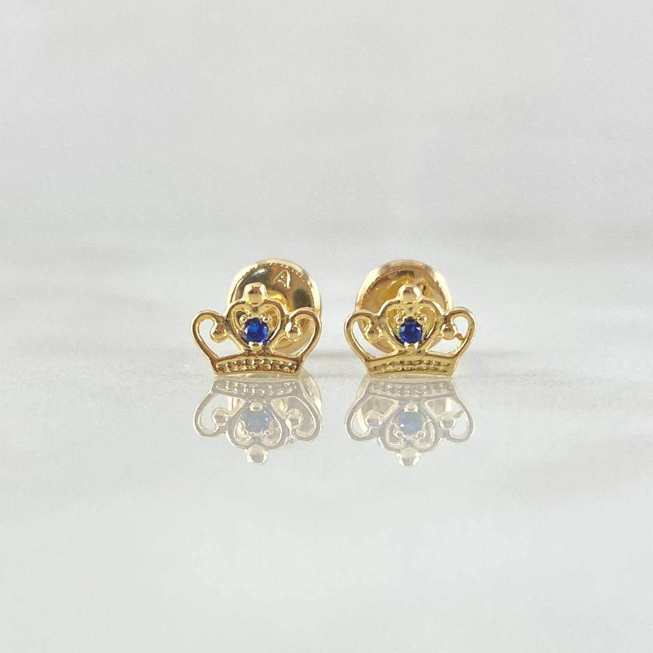 Topos Corona Real 0.7gr / 4.8mm Circon Azul Oro Amarillo 18K ©