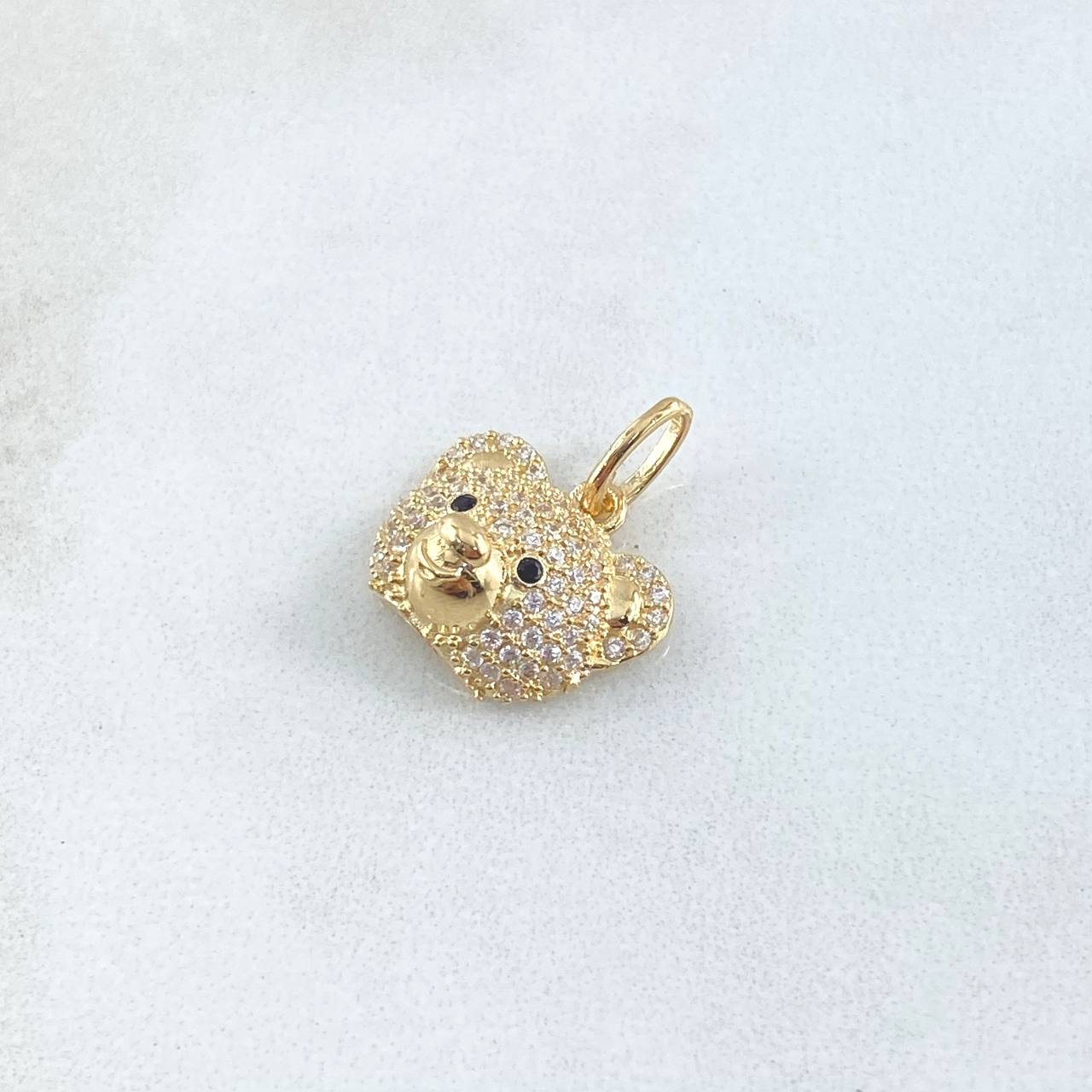 Dije Rostro Oso 2.45gr / 1.8cm / Circones Blancos Negro Oro Amarillo 18K